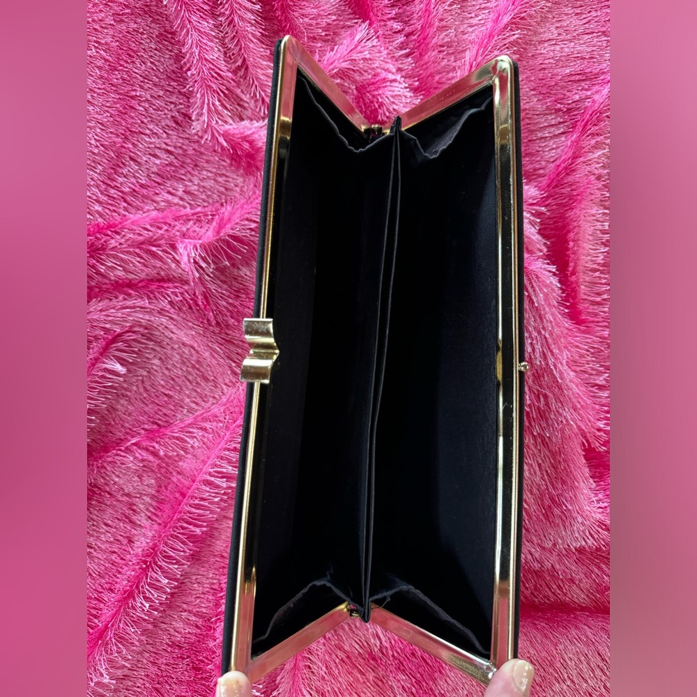 Clutch Evening Bag Black Simple Elegant (~11” x 4.5”) - Picture 10 of 12